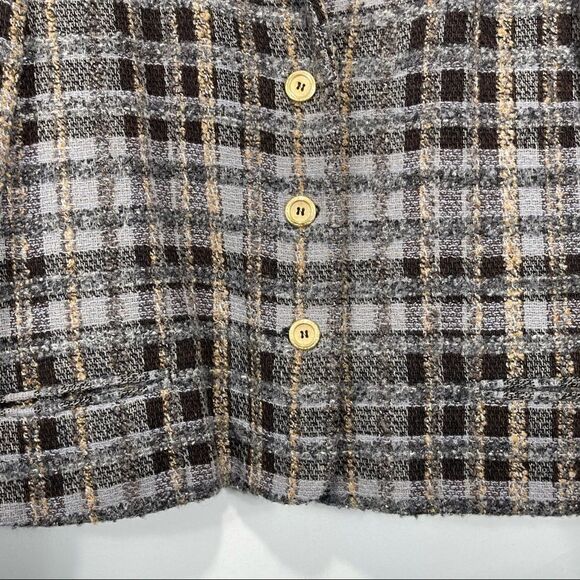 Harve Benard Brown Plaid Button Up Wool Jacket - Picture 4 of 14